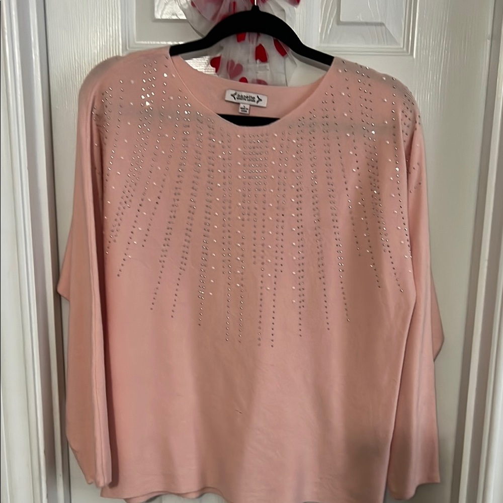 Nanette Lepore Pink Embellished Boxy Blouse